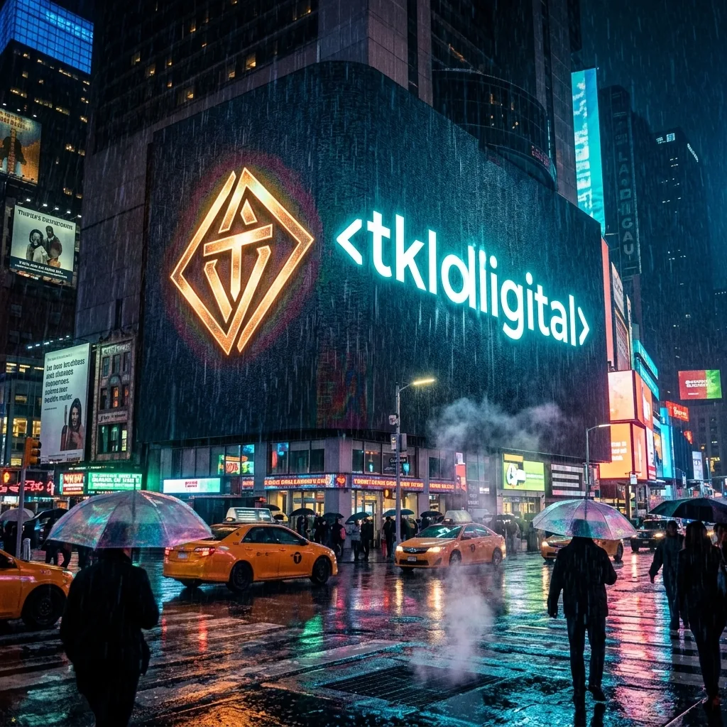 Billboard z logo na Times Square nocą