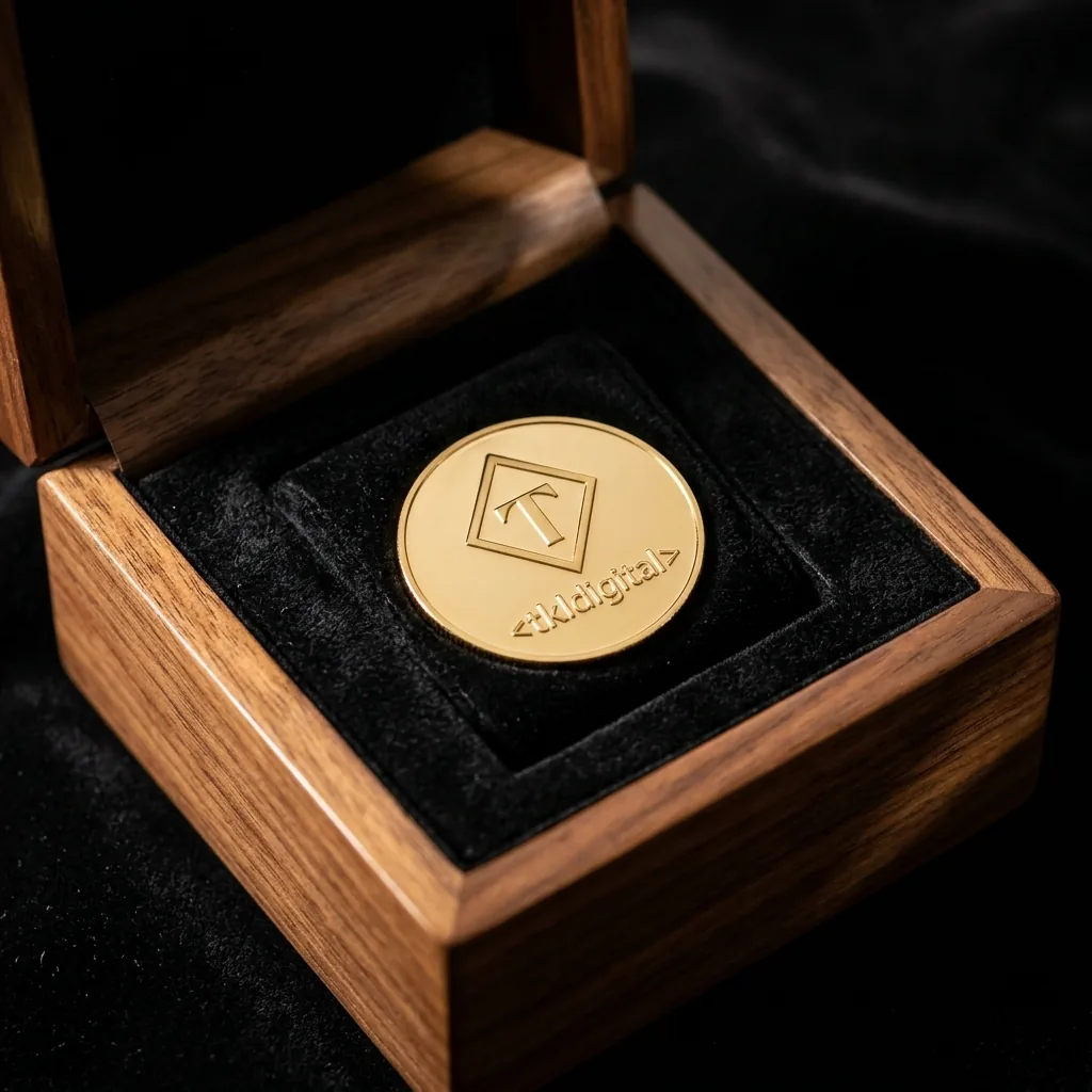 Zegarek i medal z logo w luksusowym pudełku